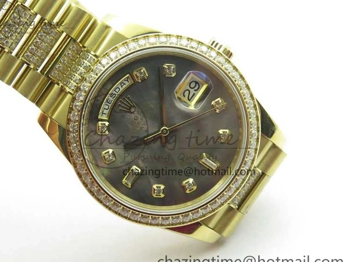 0503 Day-Date 36mm 128235 YG Crystal BP Best Edition Gray MOP Crystal Marker Dial on YG President Bracelet A MultiPurpose 2675